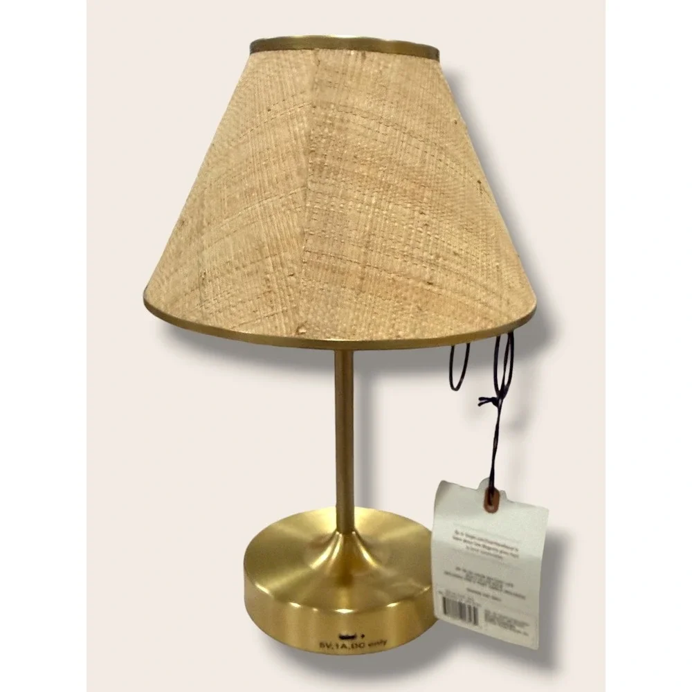 Cordless Woven Portable Table Lamp Brass - Hearth & Hand Magnolia, Target